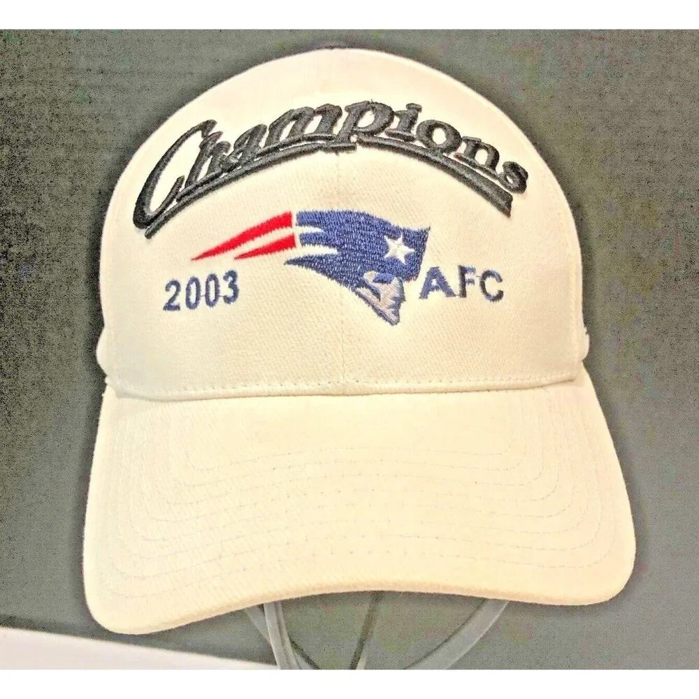 VTG New England Patriots 2003 AFC Champions Hat Cap White Reebok Embroider‎ Logo